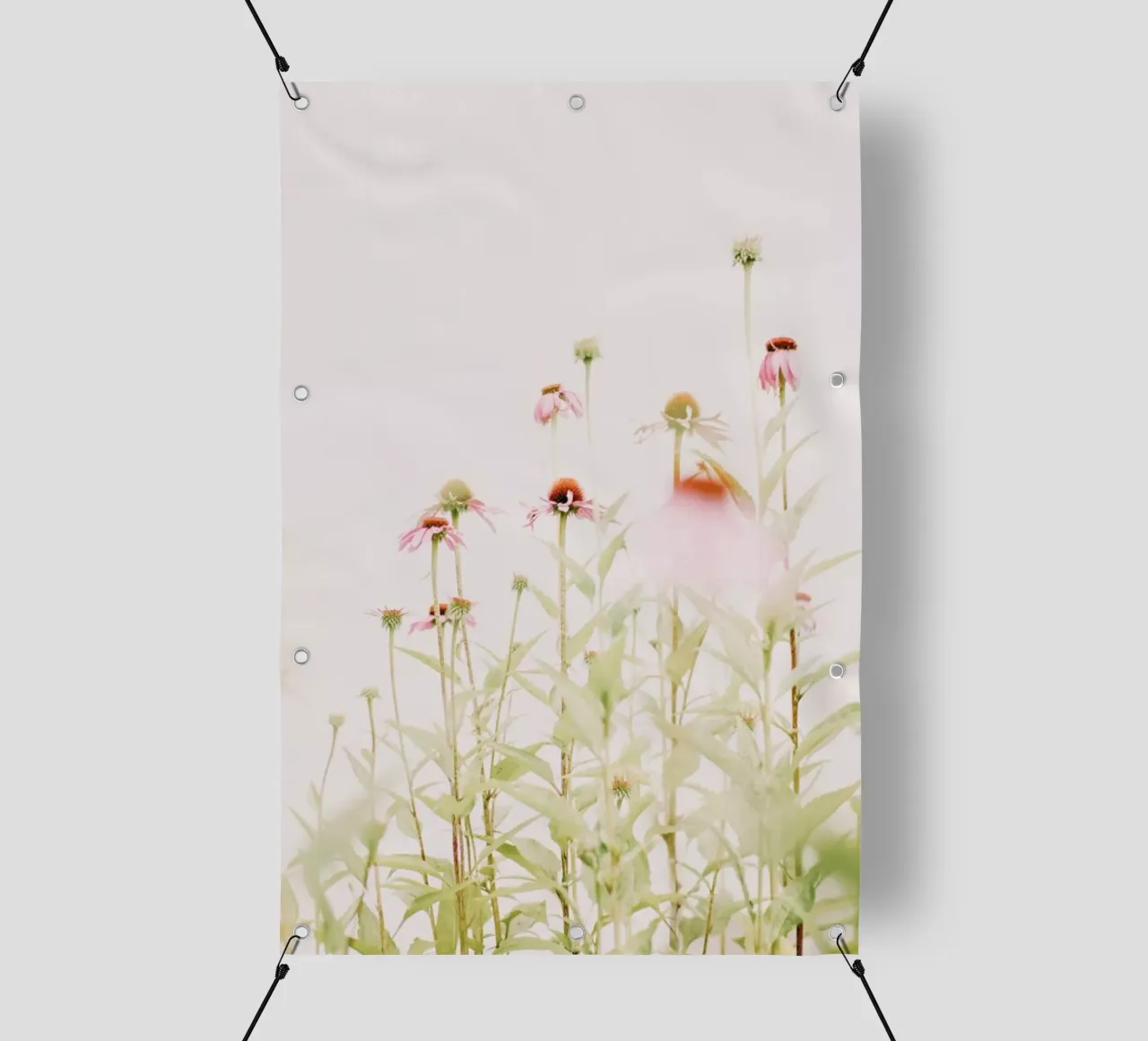 Fiori rosa pastello Echinacea telo in pvc da Ingrid Beddoes