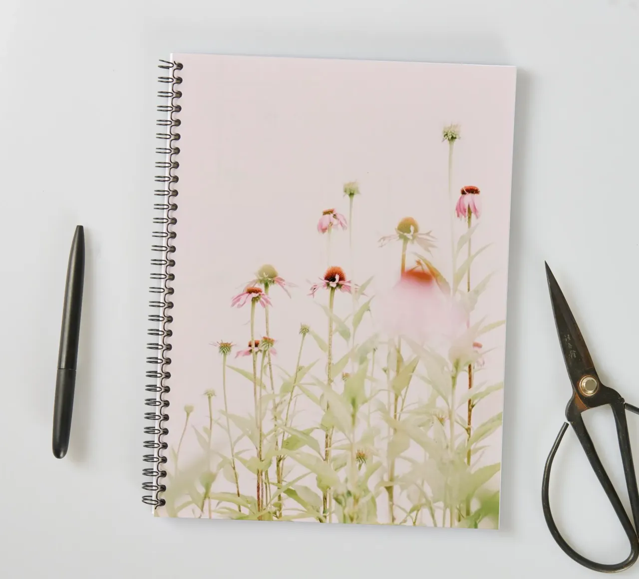 Flores Rosa Pastel Equinácea cuaderno de espiral de Ingrid Beddoes