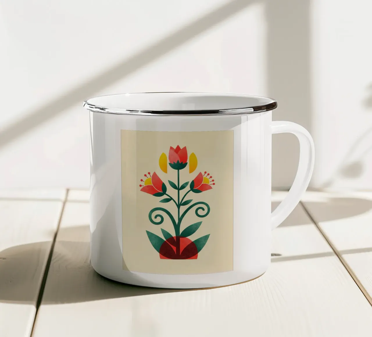 Floral bauhaus #034: Folk Art Bloom tazza in smalto da Zen Design