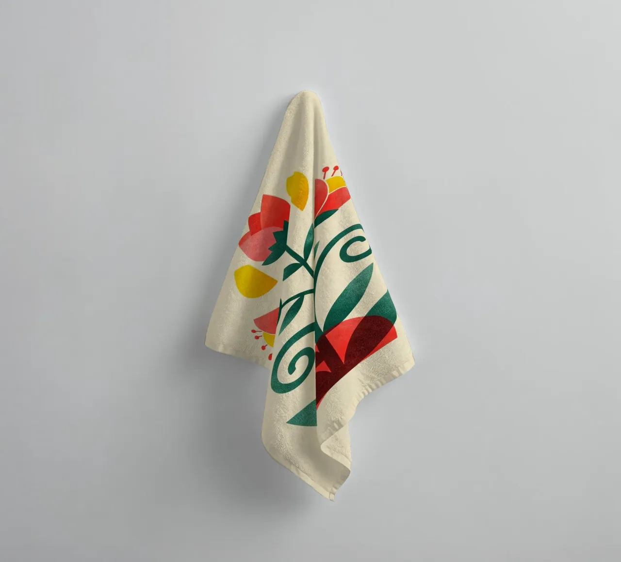 Floral bauhaus #034: Folk Art Bloom Handtuch von Zen Design