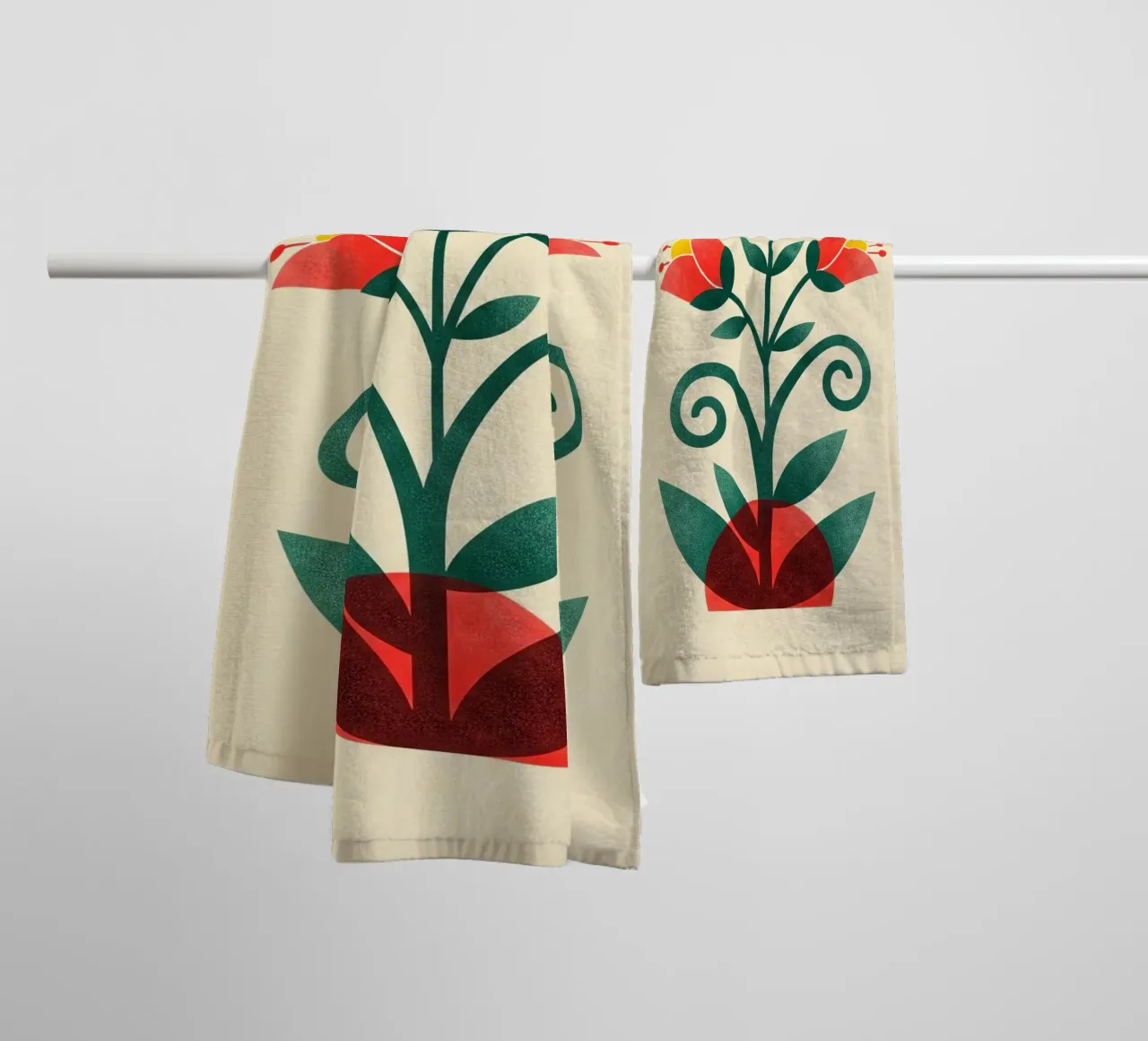 Floral bauhaus #034: Folk Art Bloom Handtuch von Zen Design