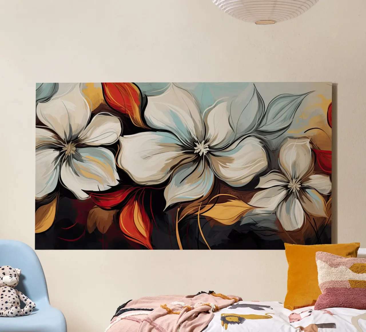 Bloemen abstract canvas met Baklijst van Imagine