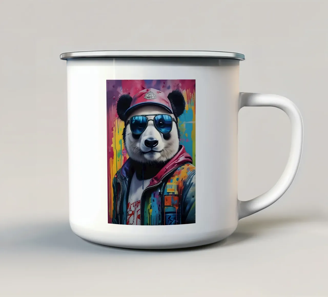 Panda graffiti portrait tazza in smalto da MakArena