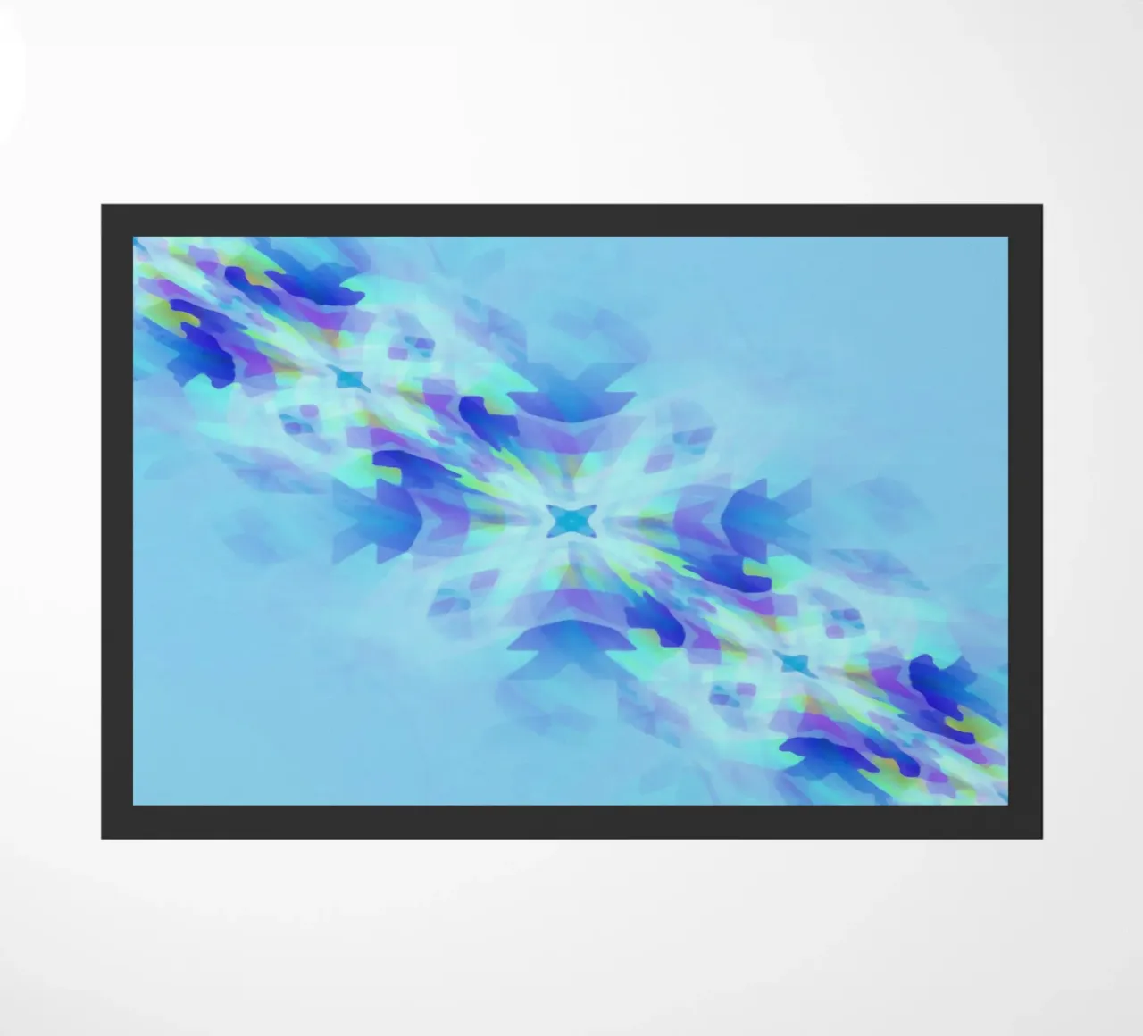 Illusion blauer Quadrate, verformt und diagonal verwirbelt Fußmatte von Gürsel Yesil Digital Art