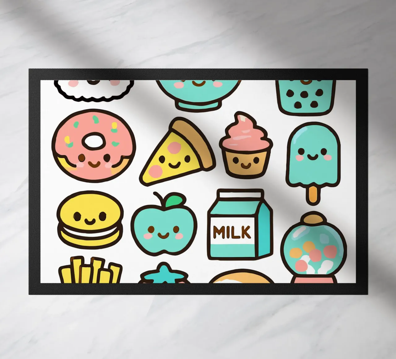 Adorabili amici kawaii del cibo - Icone del cibo carine e giocose zerbino da artdesign1985