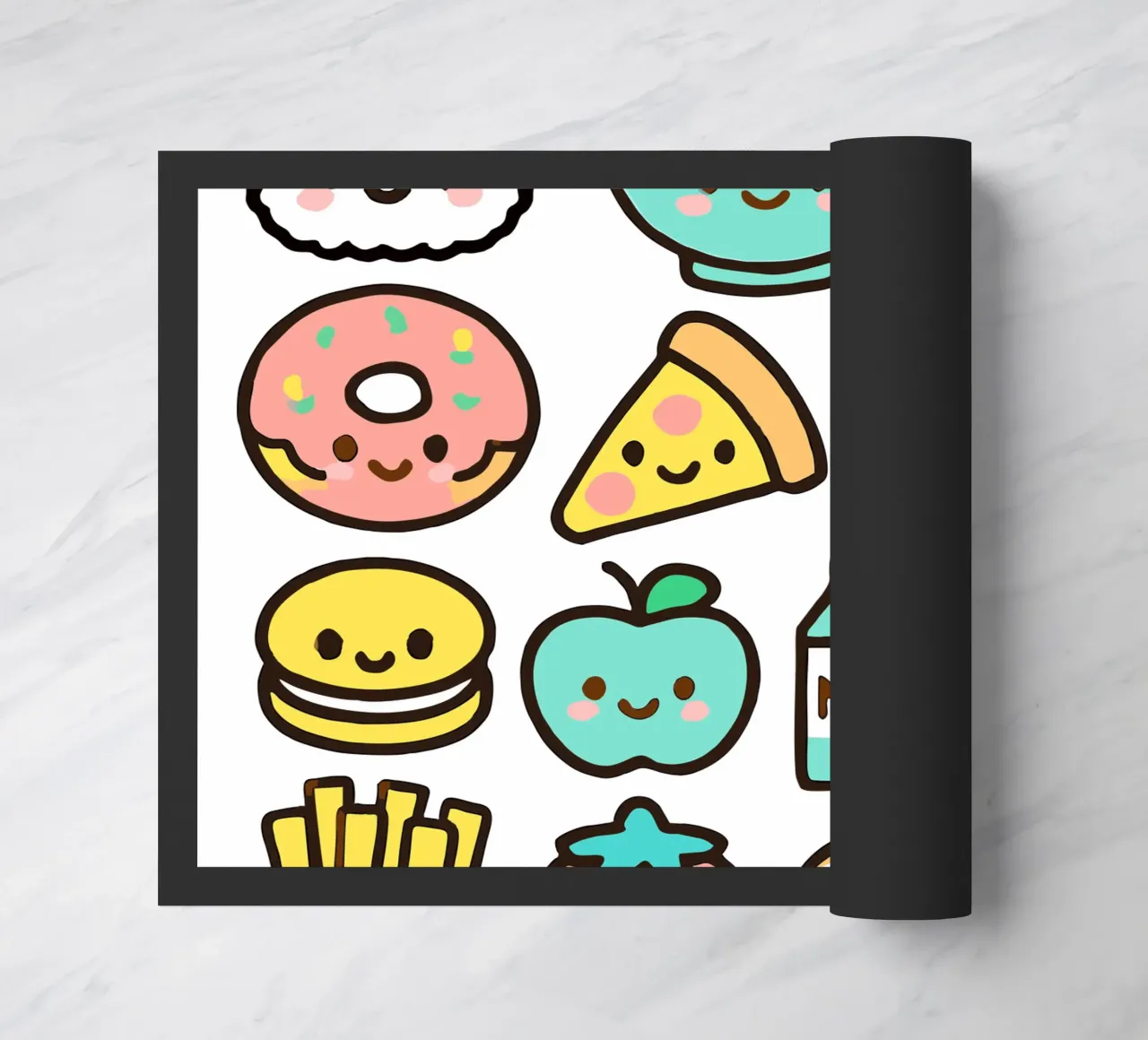 Adorabili amici kawaii del cibo - Icone del cibo carine e giocose zerbino da artdesign1985