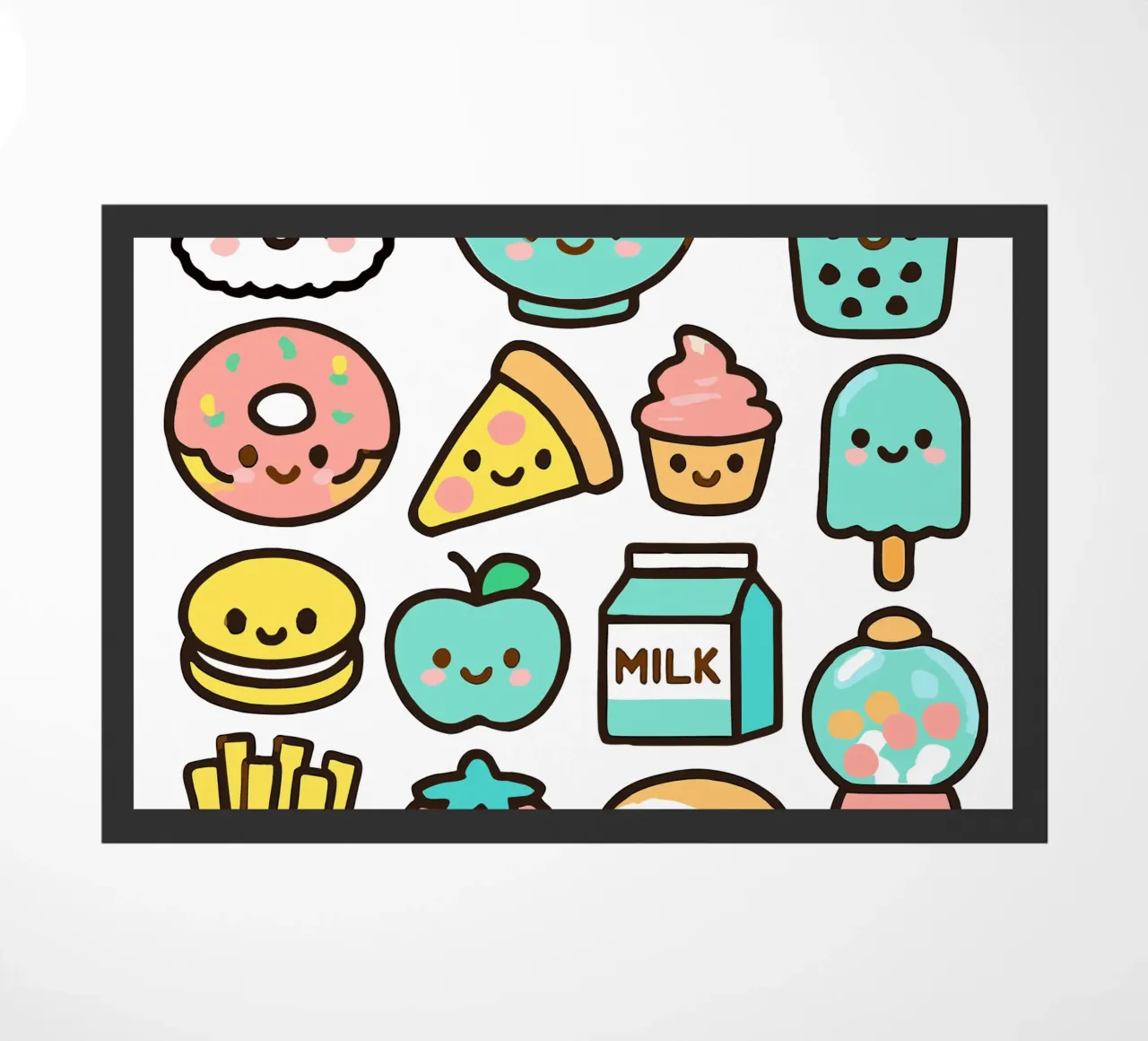 Adorabili amici kawaii del cibo - Icone del cibo carine e giocose zerbino da artdesign1985