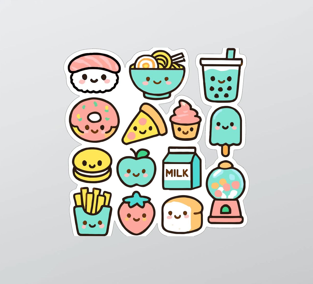 Adorable Kawaii Foodie Friends - Cute & Playful Food Icons sticker by artdesign1985