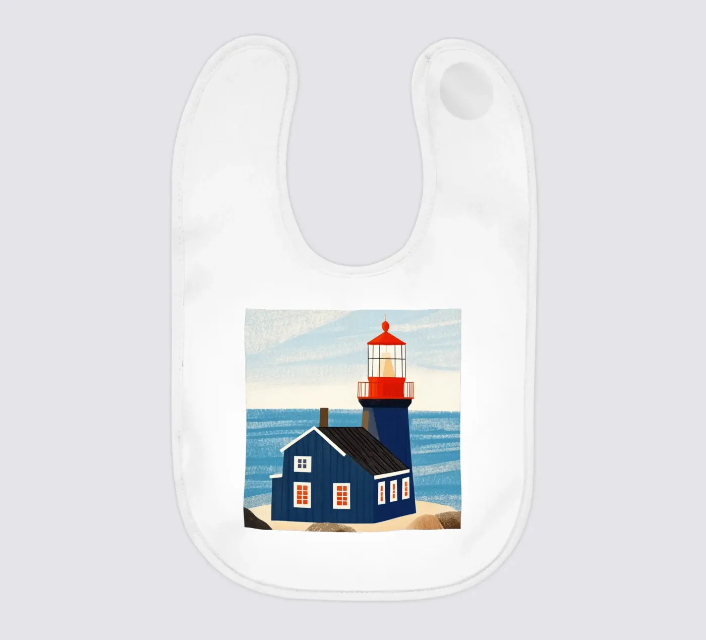 Blue lighthouse bavaglino da Curious Canvas