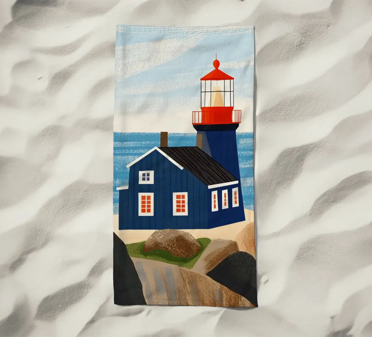 Faro blu telo mare da Curious Canvas