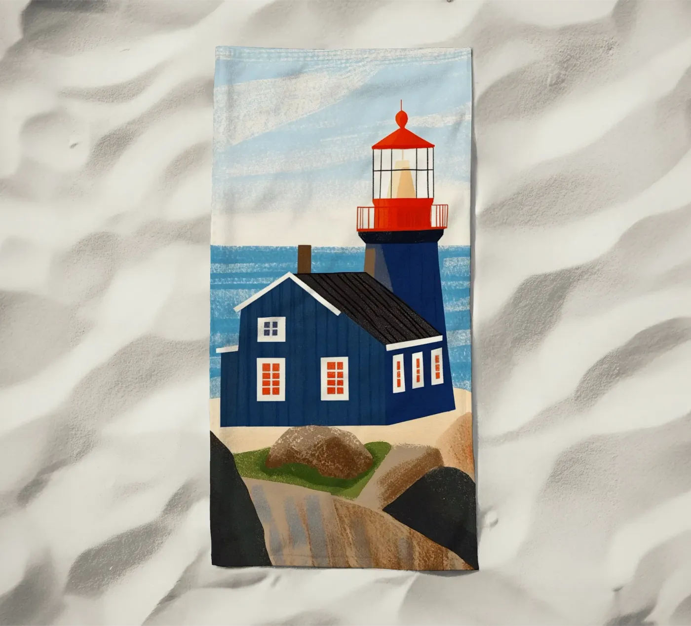 Faro blu telo mare da Curious Canvas