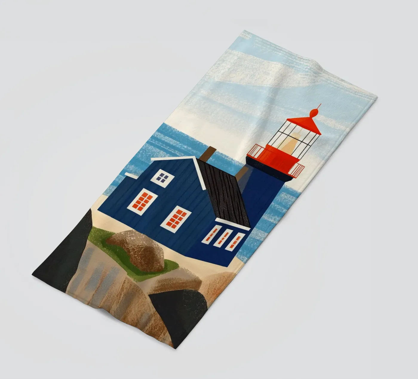 Faro blu telo mare da Curious Canvas