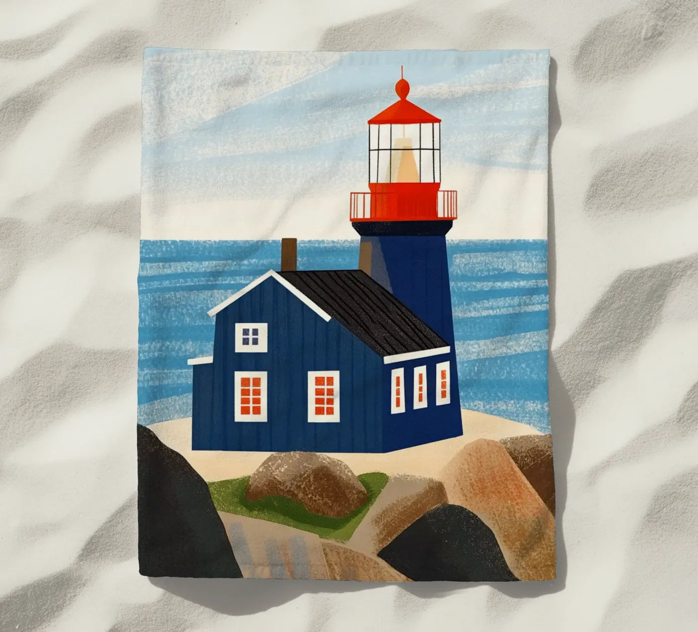 Faro blu telo mare da Curious Canvas