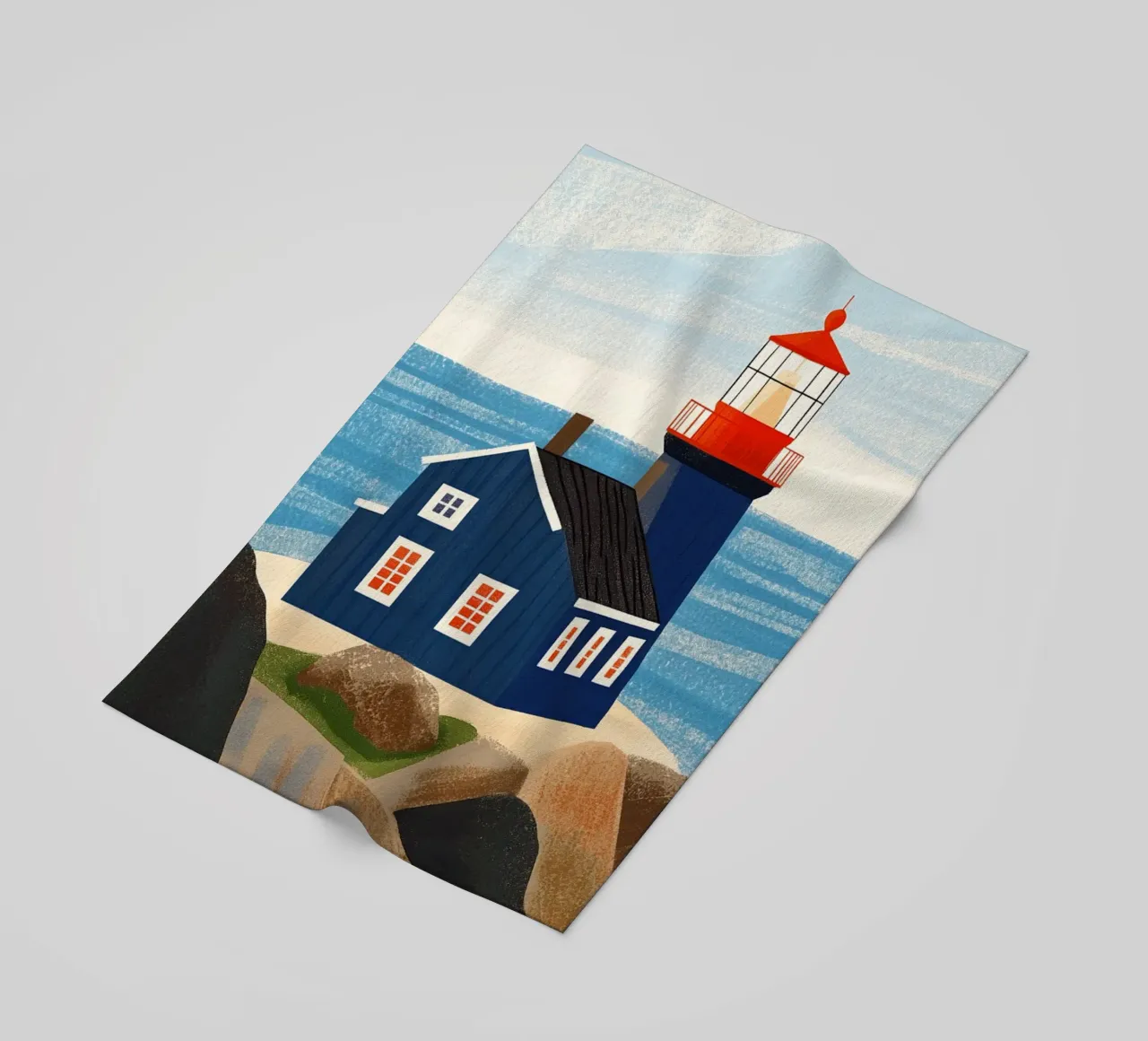 Faro blu telo mare da Curious Canvas