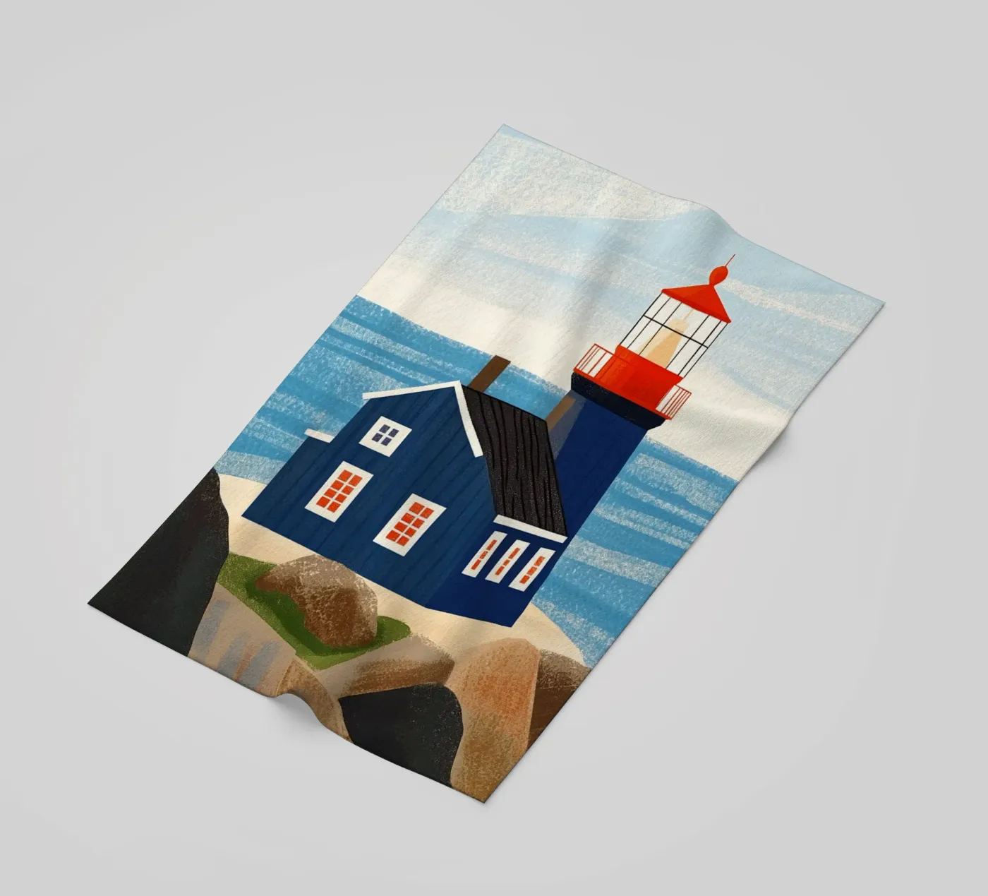 Faro blu telo mare da Curious Canvas