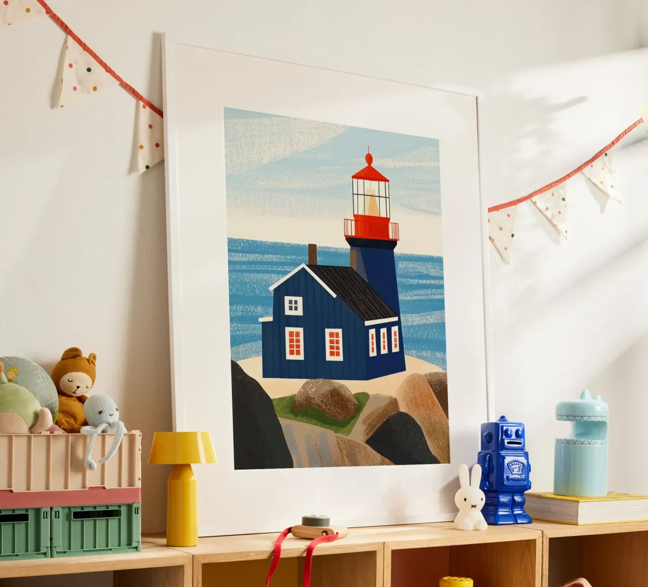 Faro blu poster da Curious Canvas