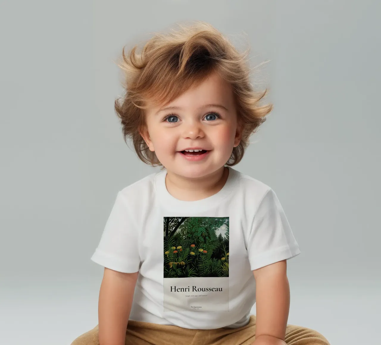 Rousseau - Jungle with Tigers and Hunters maglietta neonato da ARTOTHEK