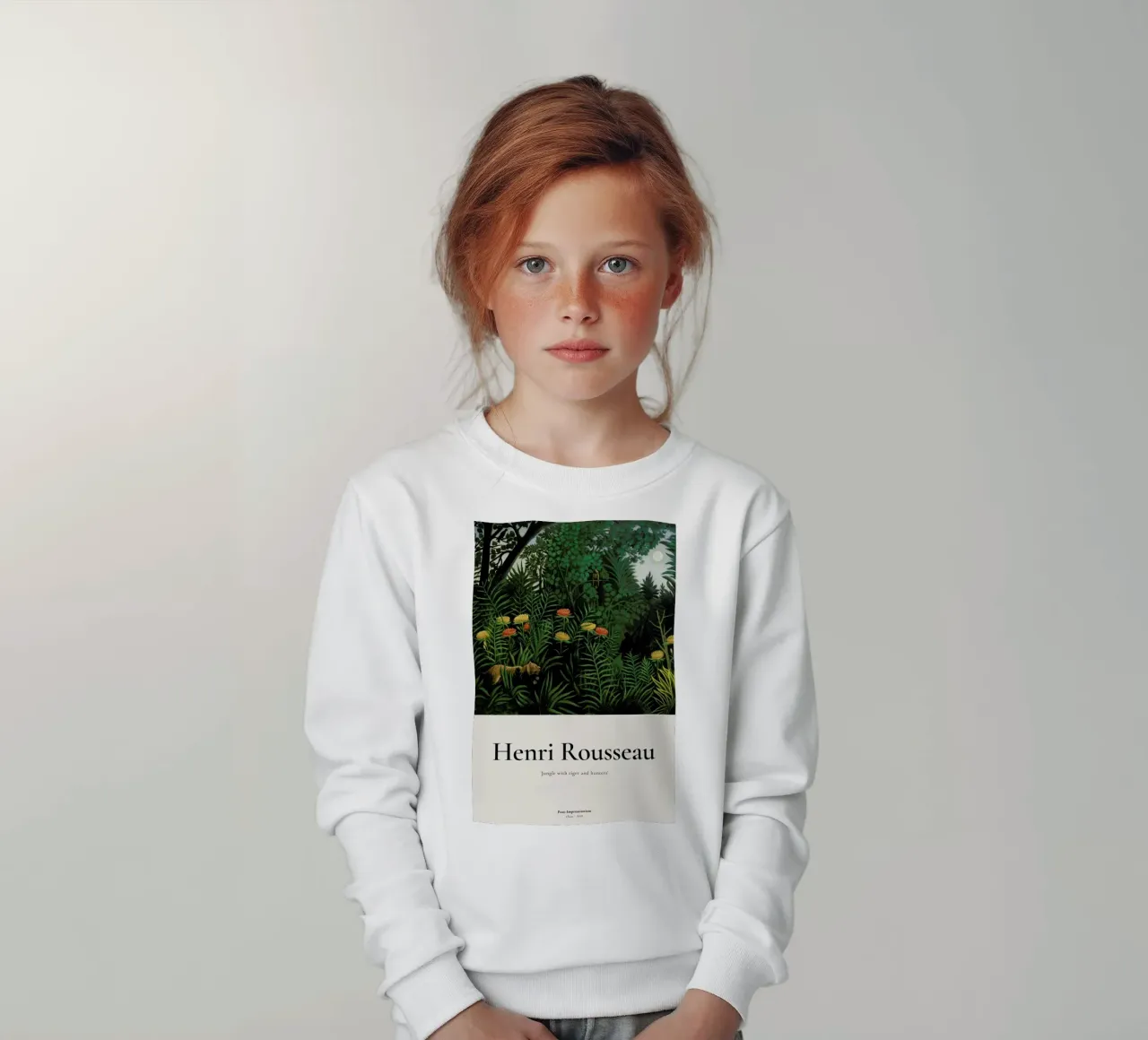Rousseau - Jungle with Tigers and Hunters felpa bambino da ARTOTHEK