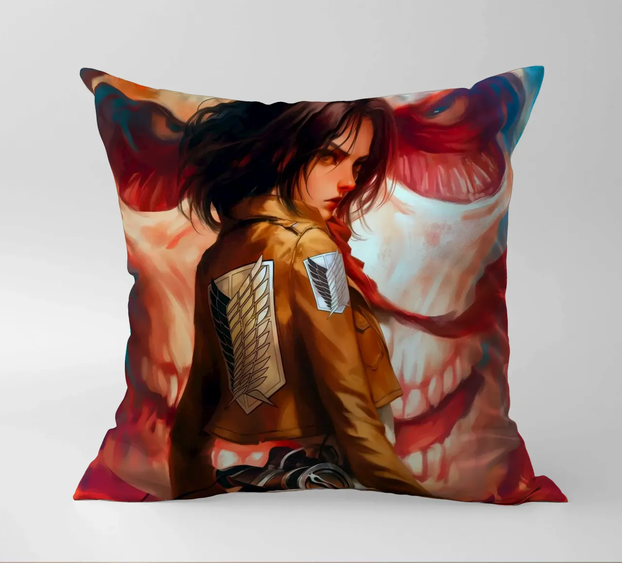 Mikasa Ackerman Attacco su Titano cuscino da Fleur de Lys