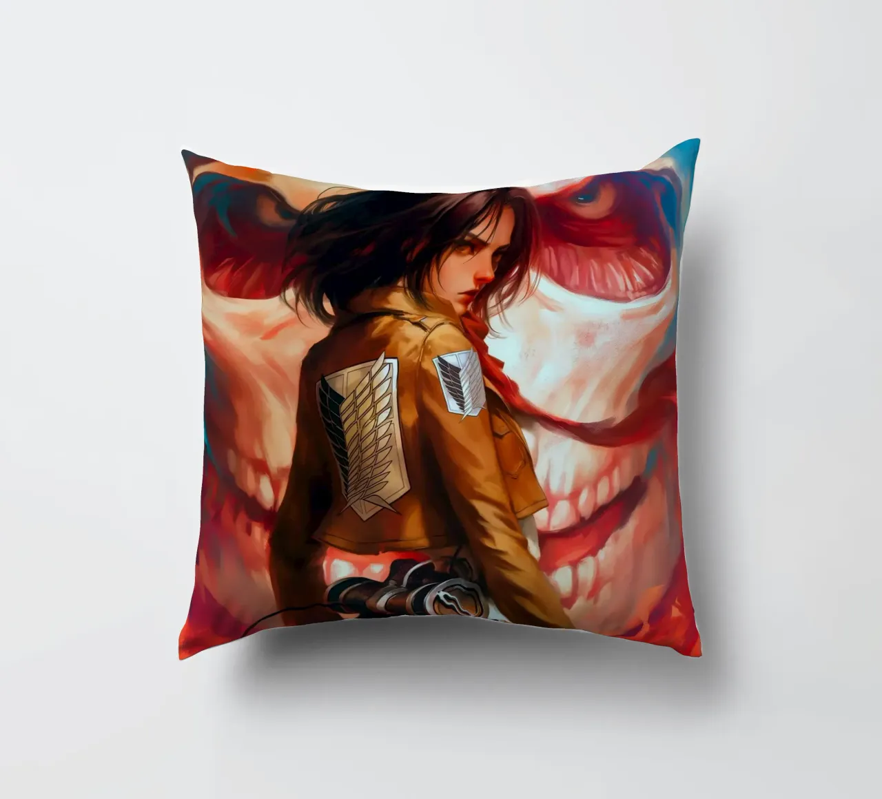 Mikasa Ackerman Attacco su Titano cuscino da Fleur de Lys