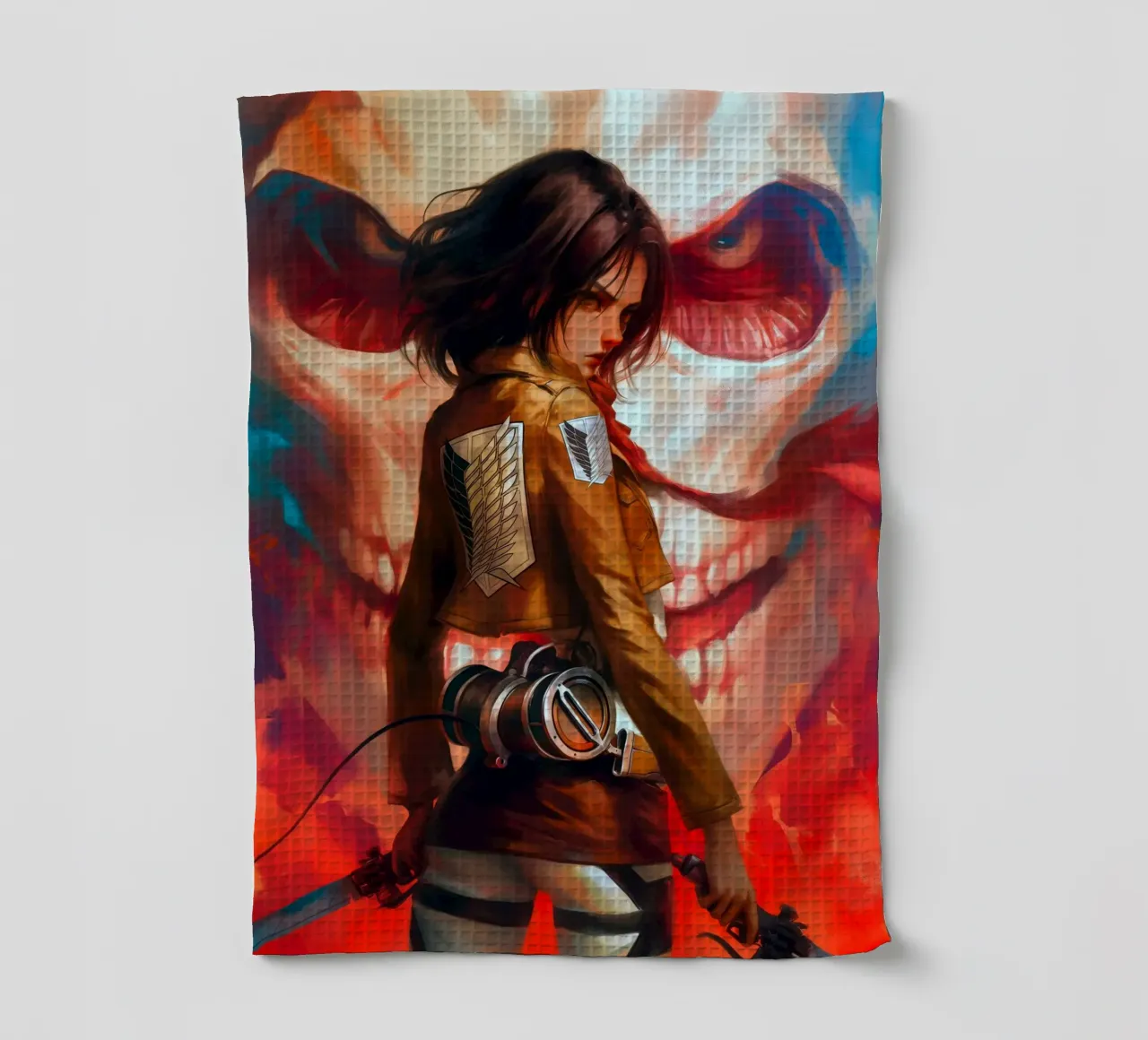 Mikasa Ackerman Attacco su Titano canovaccio da cucina da Fleur de Lys
