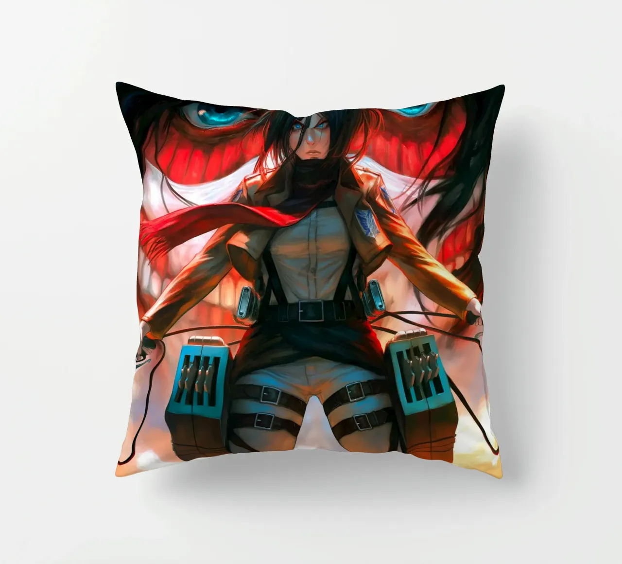 Mikasa Ackerman Attacco su Titano cuscino da Fleur de Lys
