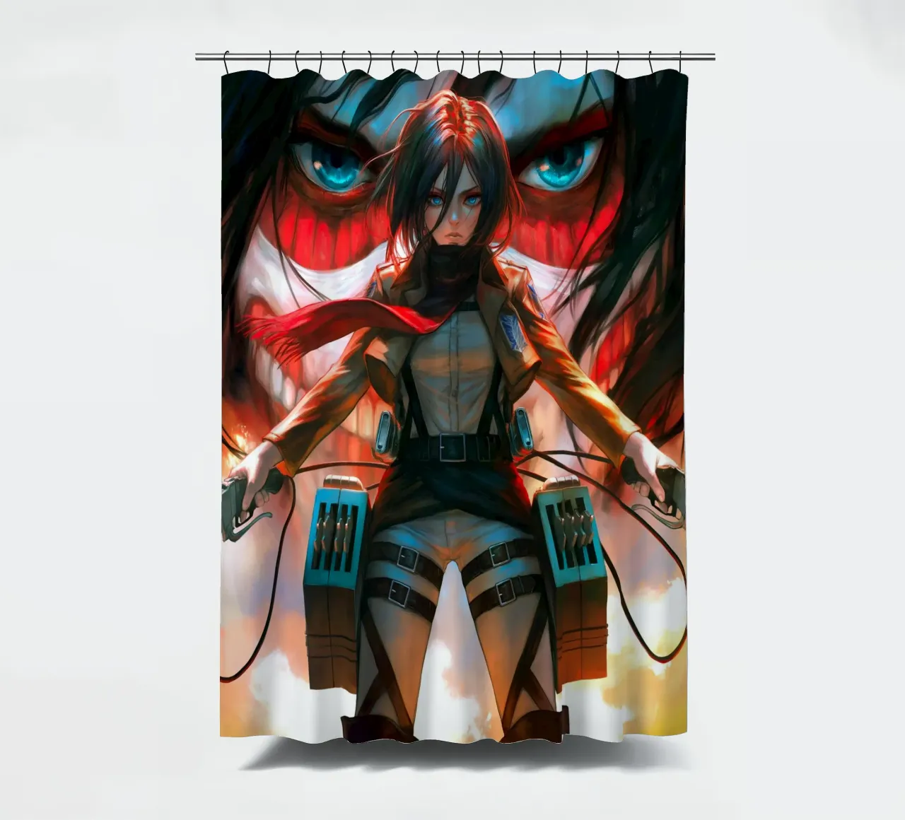 Mikasa Ackerman Attacco su Titano tenda da doccia da Fleur de Lys