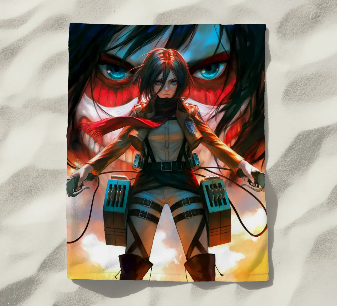 Mikasa Ackerman Attacco su Titano telo mare da Fleur de Lys