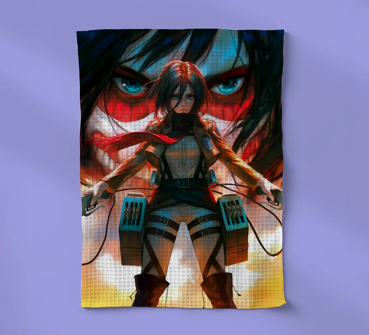 Mikasa Ackerman Attack on Titan tea towel by Fleur de Lys