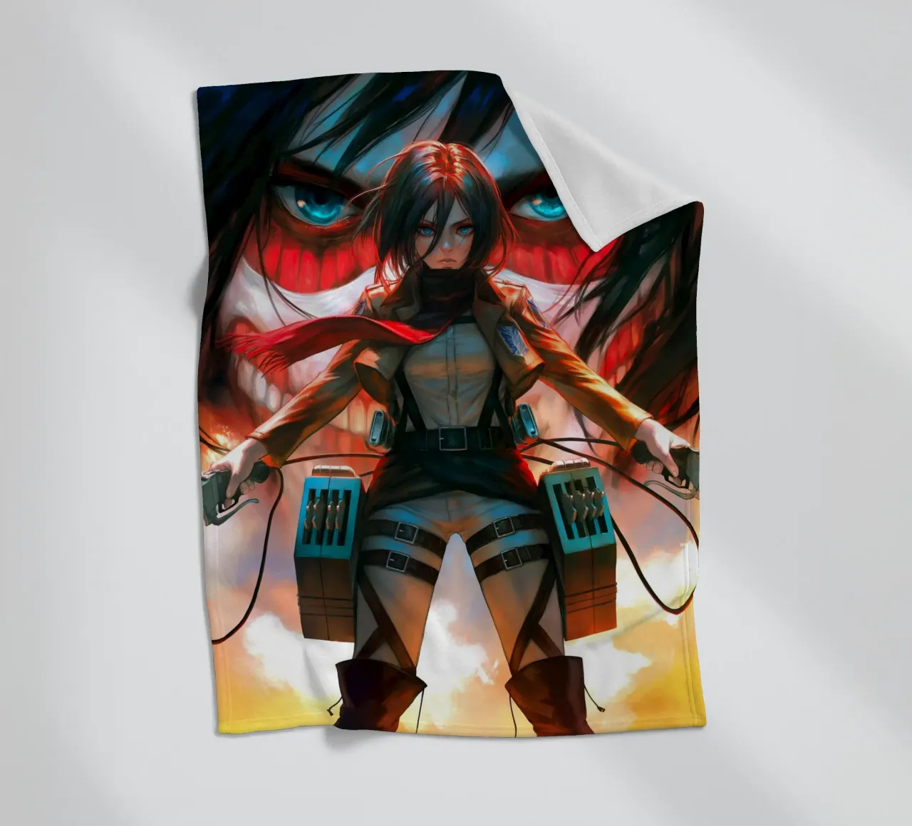Mikasa Ackerman Attacco su Titano coperta in pile da Fleur de Lys