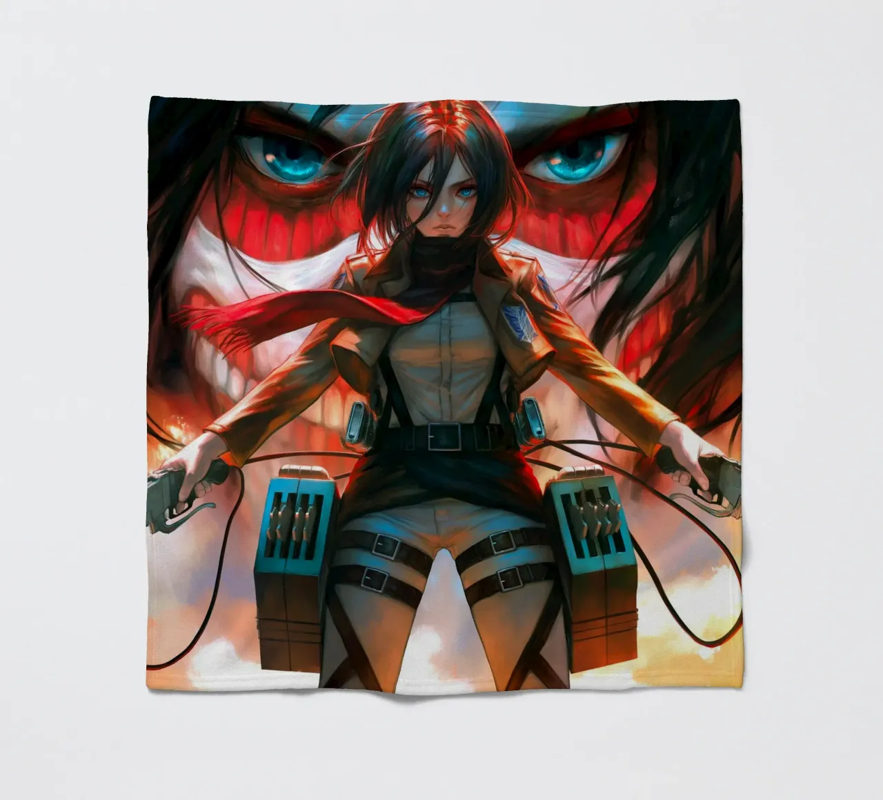 Mikasa Ackerman Attacco su Titano coperta in pile da Fleur de Lys