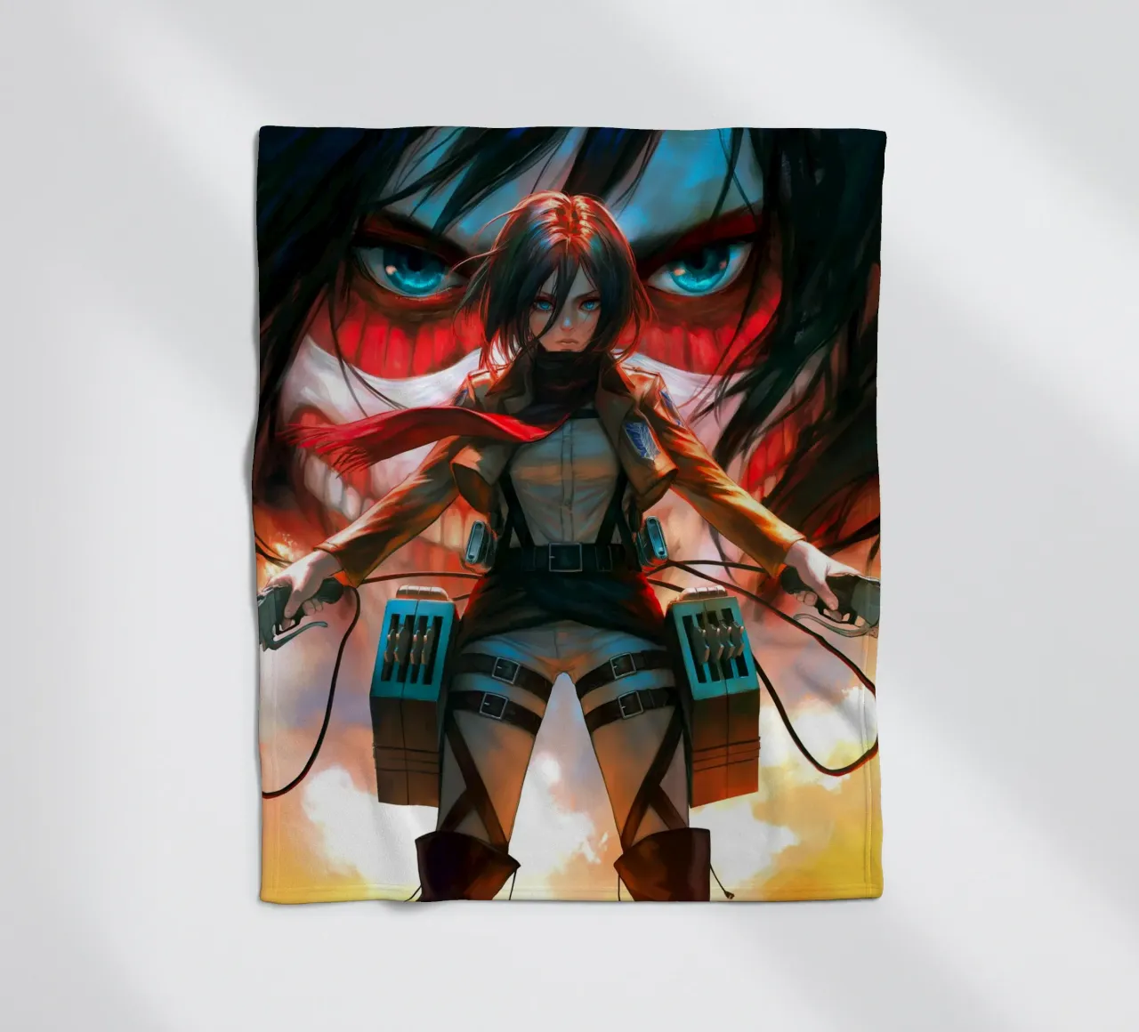 Mikasa Ackerman Attacco su Titano coperta in pile da Fleur de Lys
