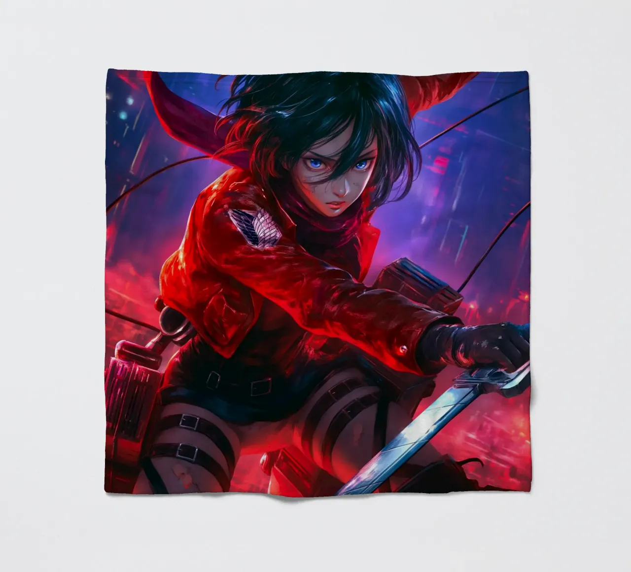 Mikasa Ackerman Attacco su Titano coperta in pile da Fleur de Lys