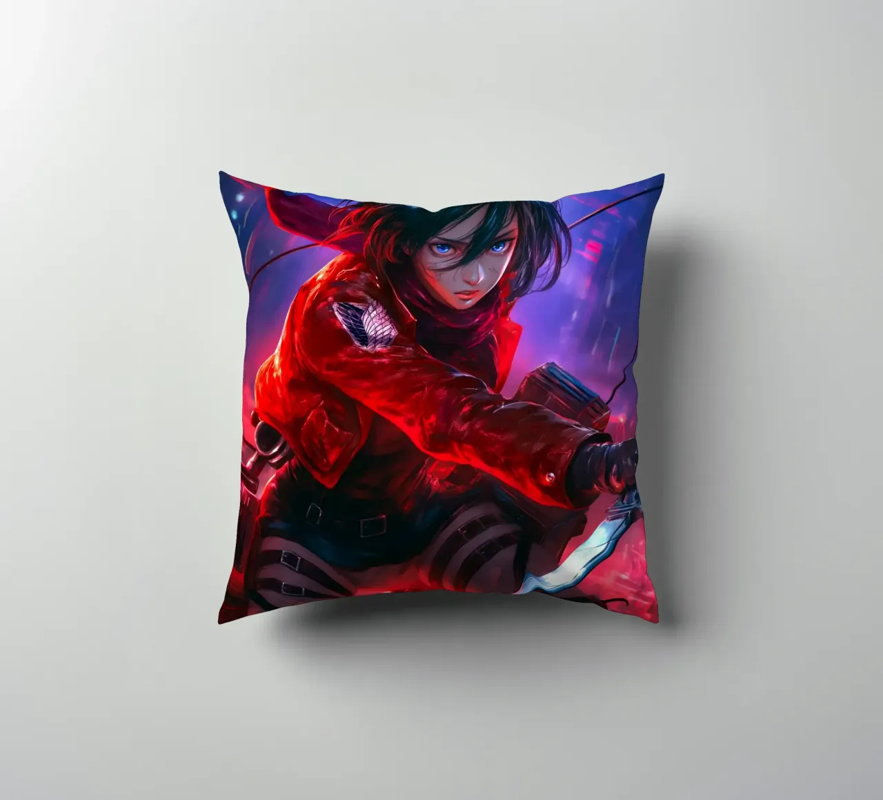 Mikasa Ackerman Attacco su Titano cuscino da Fleur de Lys