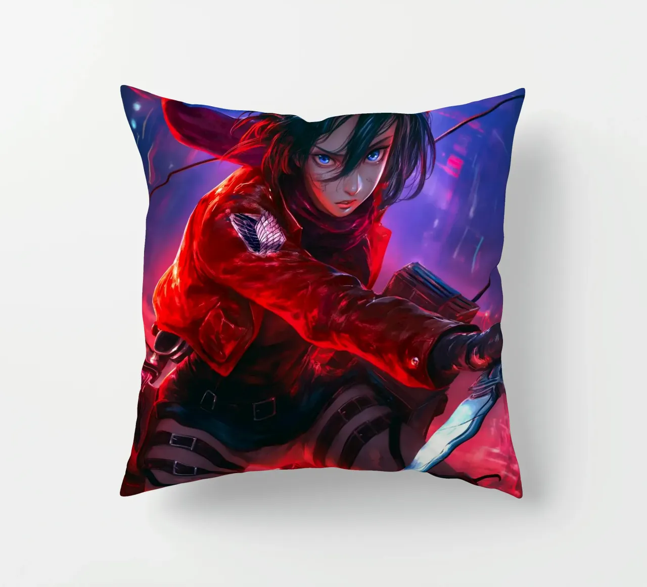 Mikasa Ackerman Attacco su Titano cuscino da Fleur de Lys