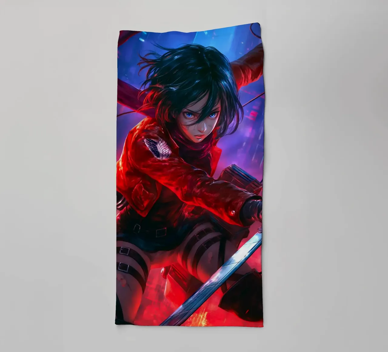 Mikasa Ackerman Attacco su Titano asciugamano da bagno da Fleur de Lys