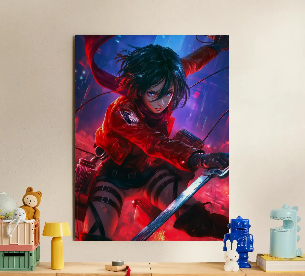 Mikasa Ackerman Attacco su Titano alluminio dibond da Fleur de Lys