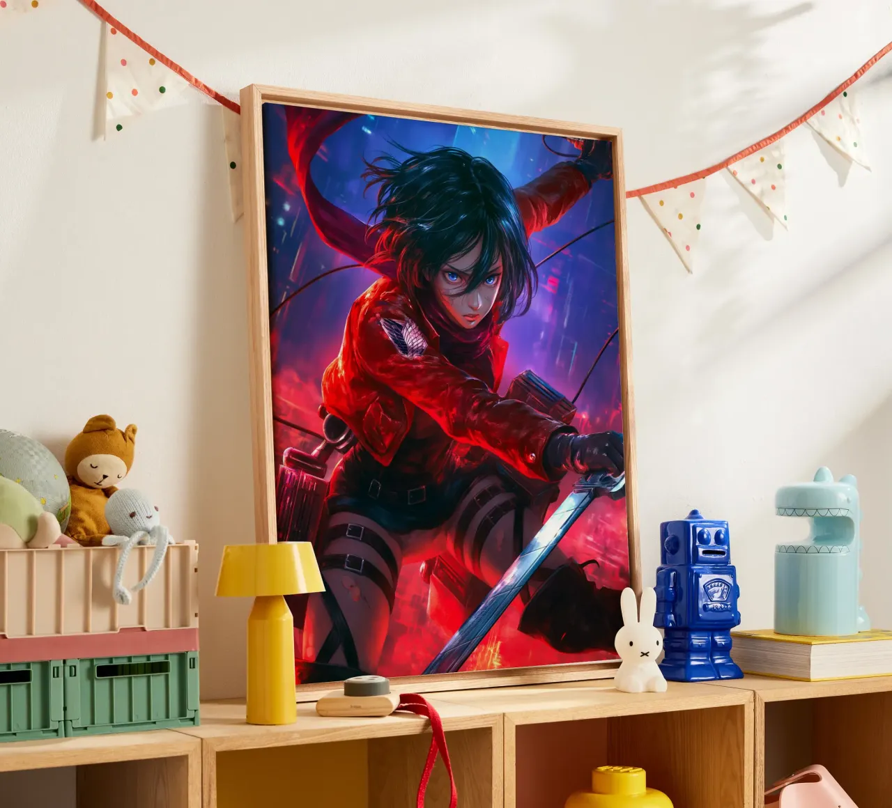 Mikasa Ackerman Attack on Titan canvas with Floater frame by Fleur de Lys