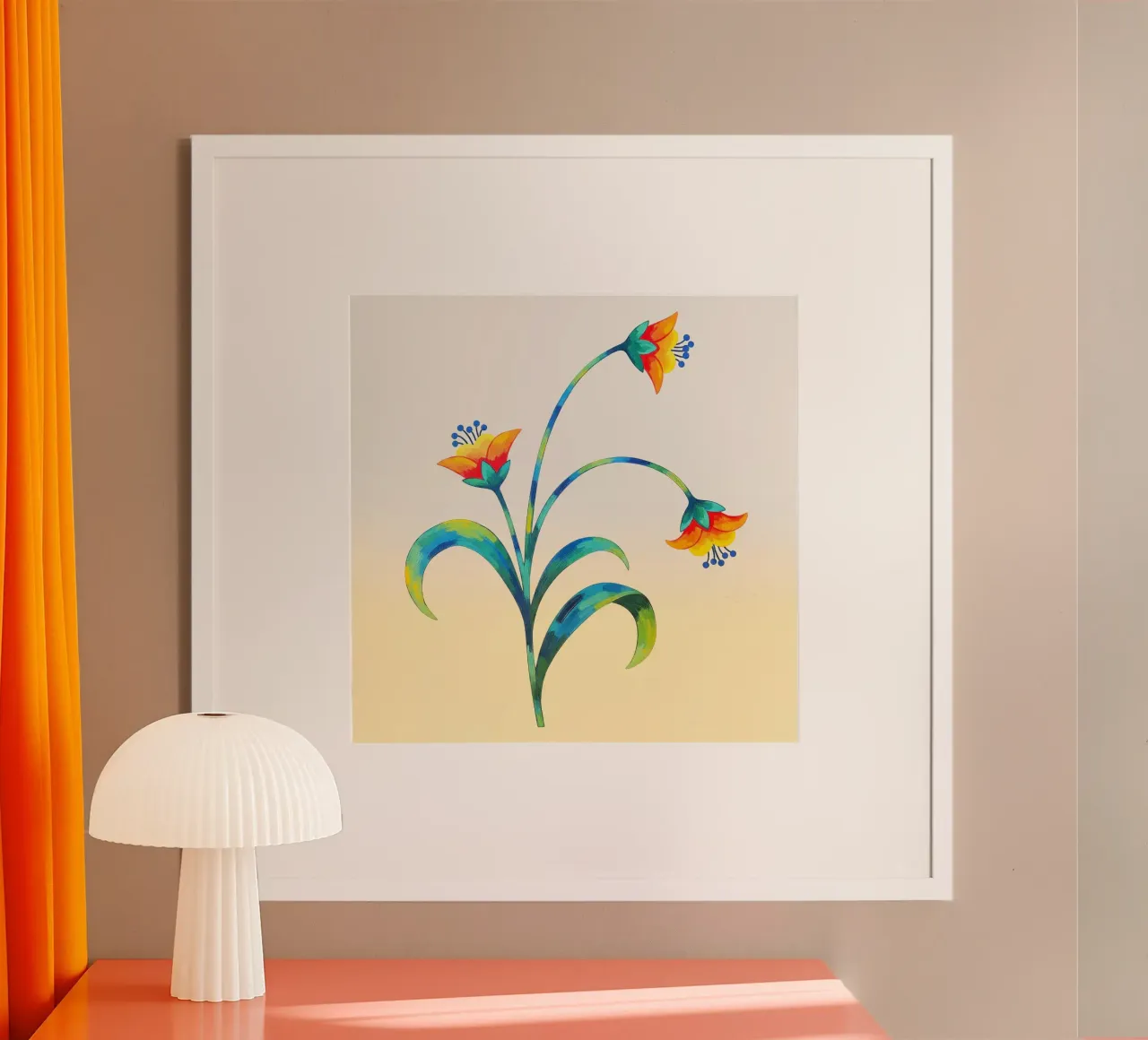Floral bauhaus #036: Whimsical Bellflower Dance poster by Zen Design