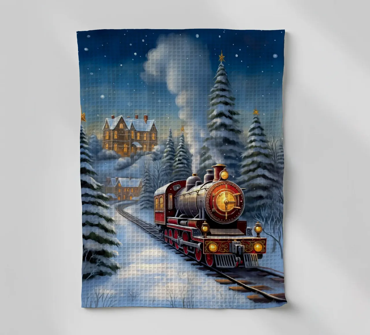 Treno di Natale canovaccio da cucina da Fleur de Lys