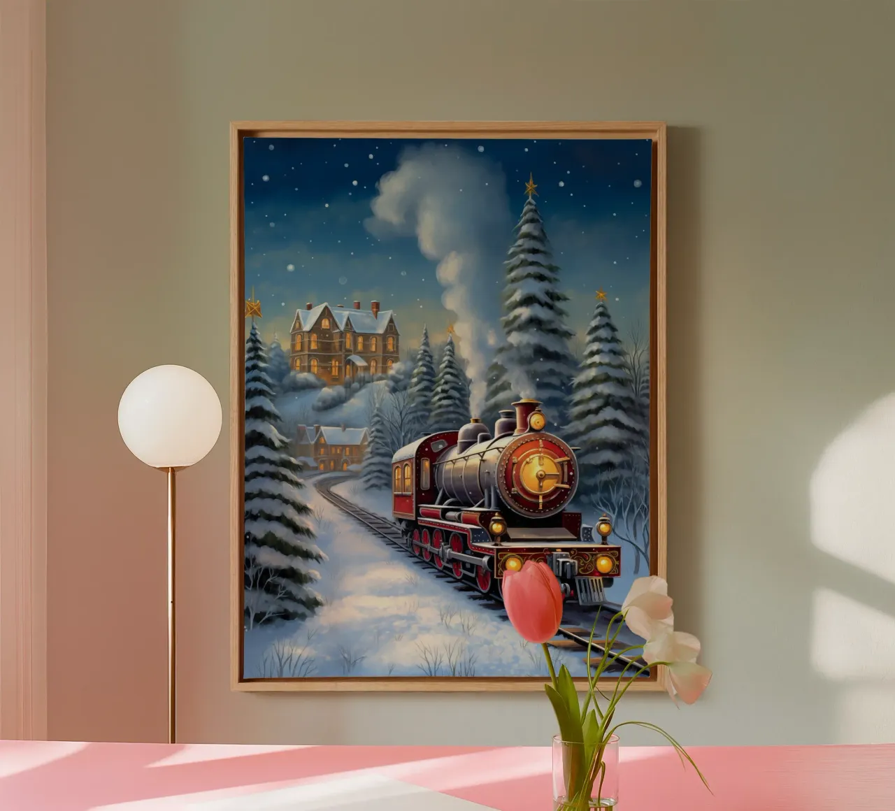 Christmas Train canvas by Fleur de Lys
