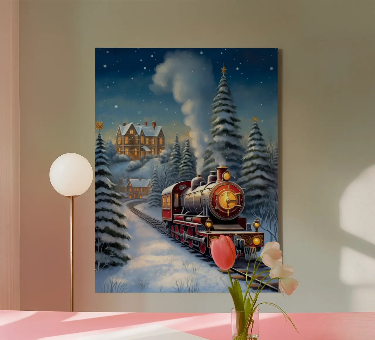 Christmas Train canvas by Fleur de Lys