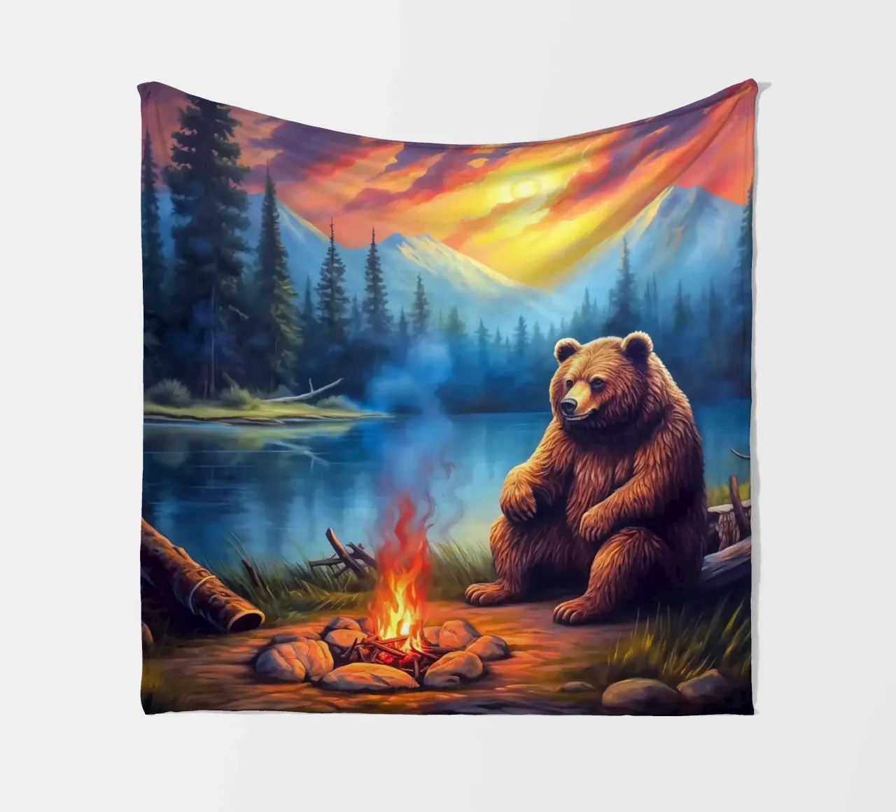 Falò dell'orso grizzly coperta in pile da Fleur de Lys