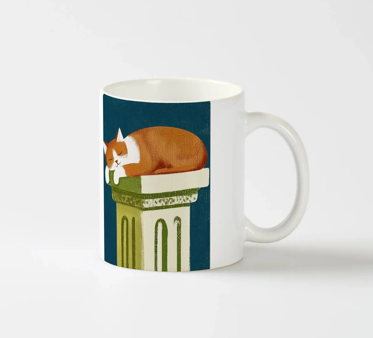 Gatto che dorme in Grecia tazza in ceramica da Curious Canvas