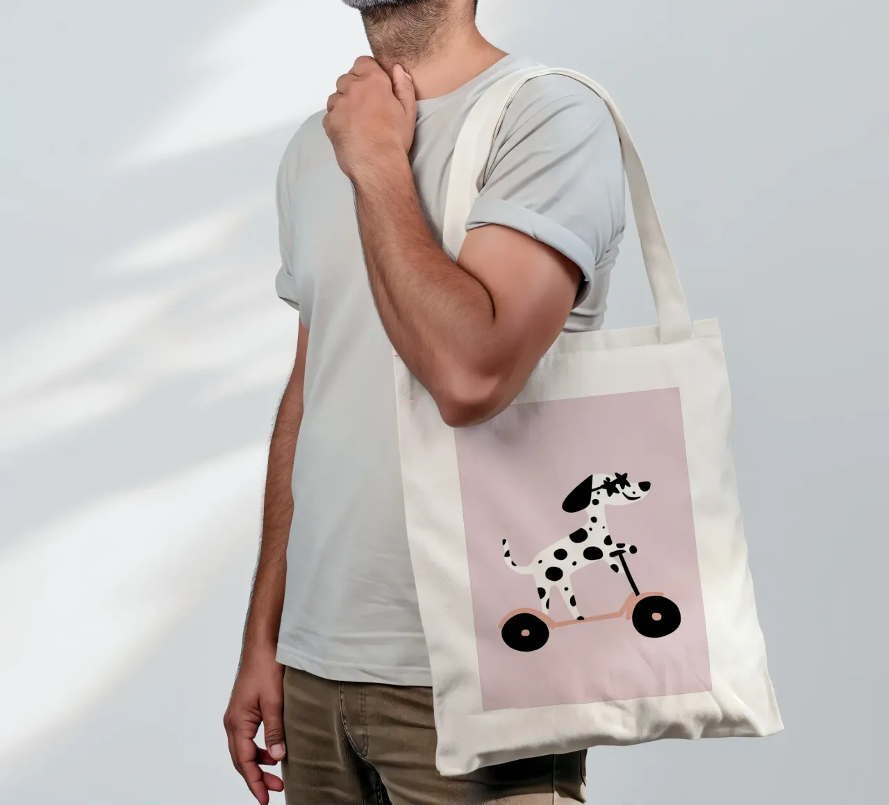Dalmatian on Scooter tote bag by Little Lola