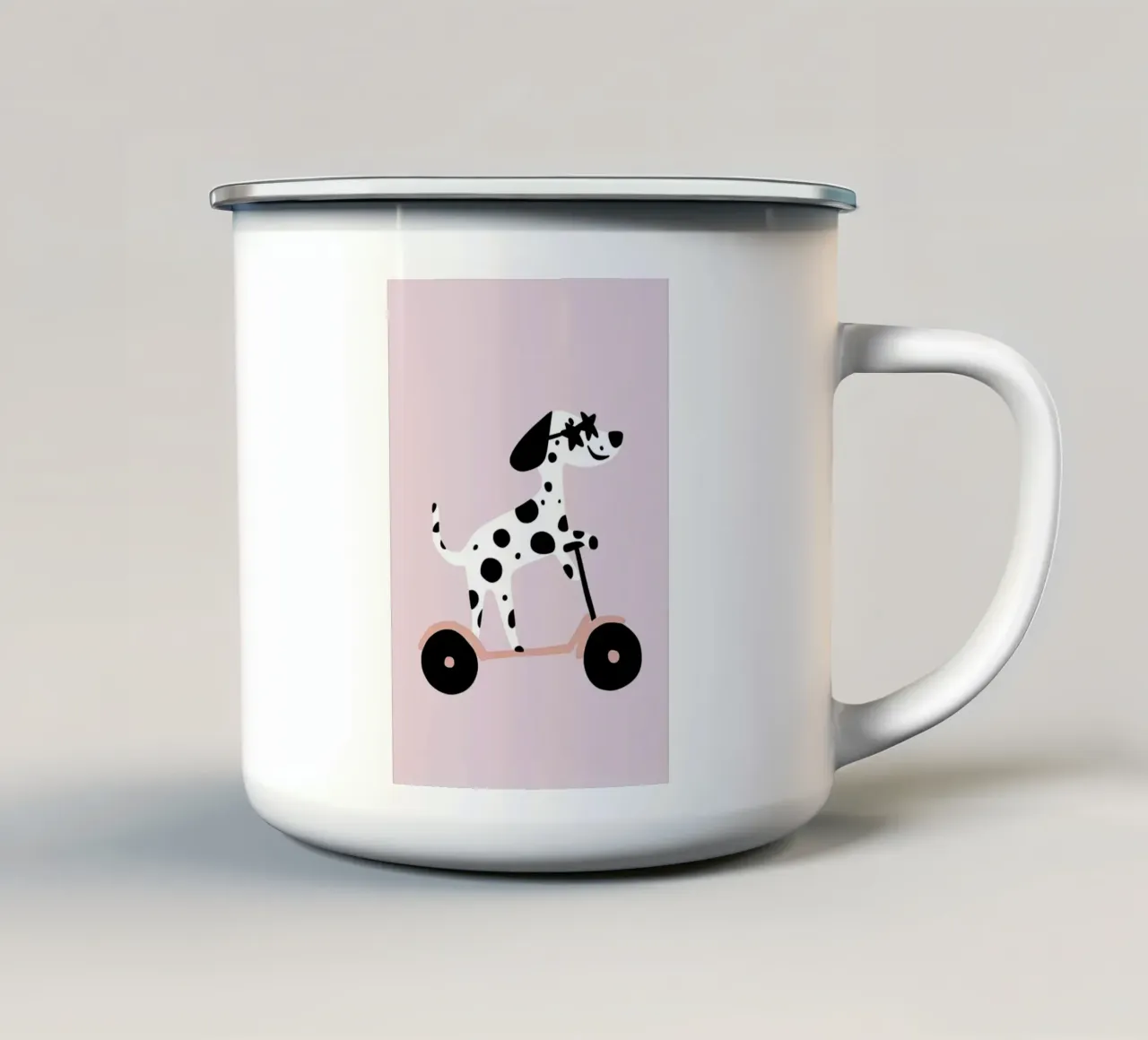 Dalmata su scooter tazza in smalto da Little Lola