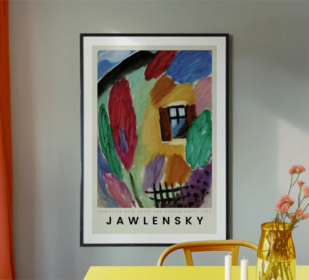 Alexej von Jawlensky - Variation with House and Garden Fence poster con marco de plástico de ARTOTHEK