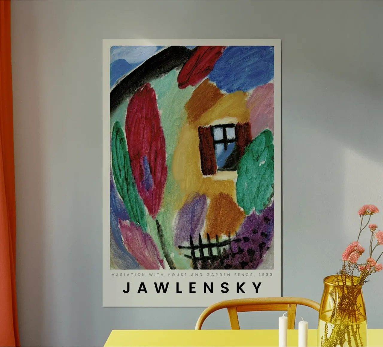 Alexej von Jawlensky - Variation with House and Garden Fence poster con marco de plástico de ARTOTHEK