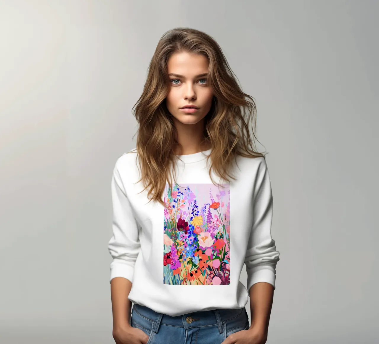 Flower Print, Wildflowers, Colourful Floral Print sweatshirt by Boheme