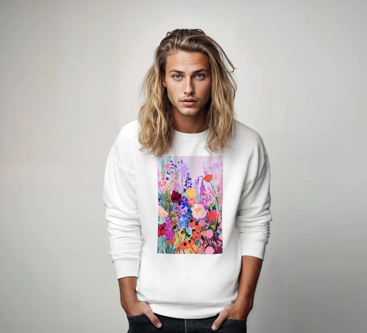 Flower Print, Wildflowers, Colourful Floral Print sweatshirt by Boheme